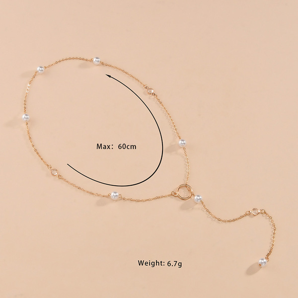 Korean fashionable long elegant necklace pearl