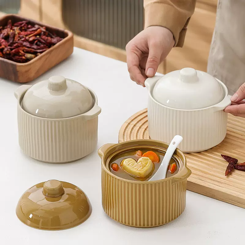 双耳炖盅带盖加厚专用碗土瓦罐一人汤盅煲汤小炖盅陶瓷厂家批发