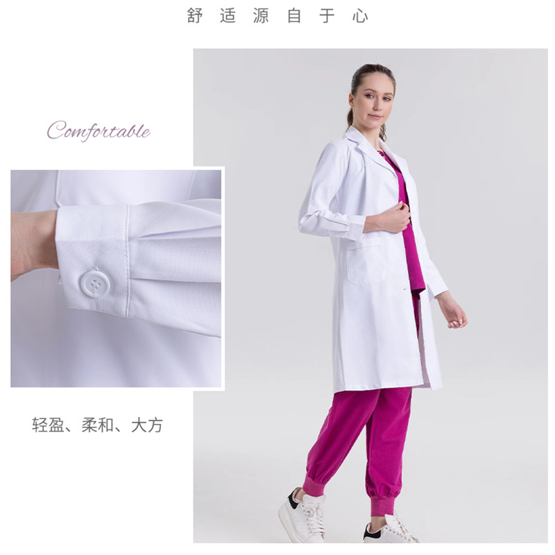 Fábrica nuevo vestido blanco de verano hombres y mujeres de manga corta vestido blanco de cuatro lados elástico antiestático tela ropa de trabajo del médico