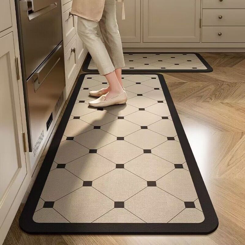 Simple Retro High-grade Design Sense Floor Mat Kitchen Non-slip Dirt-resistant Diatom Mud Mat Tailable Quick-drying Water-absorbing Mat