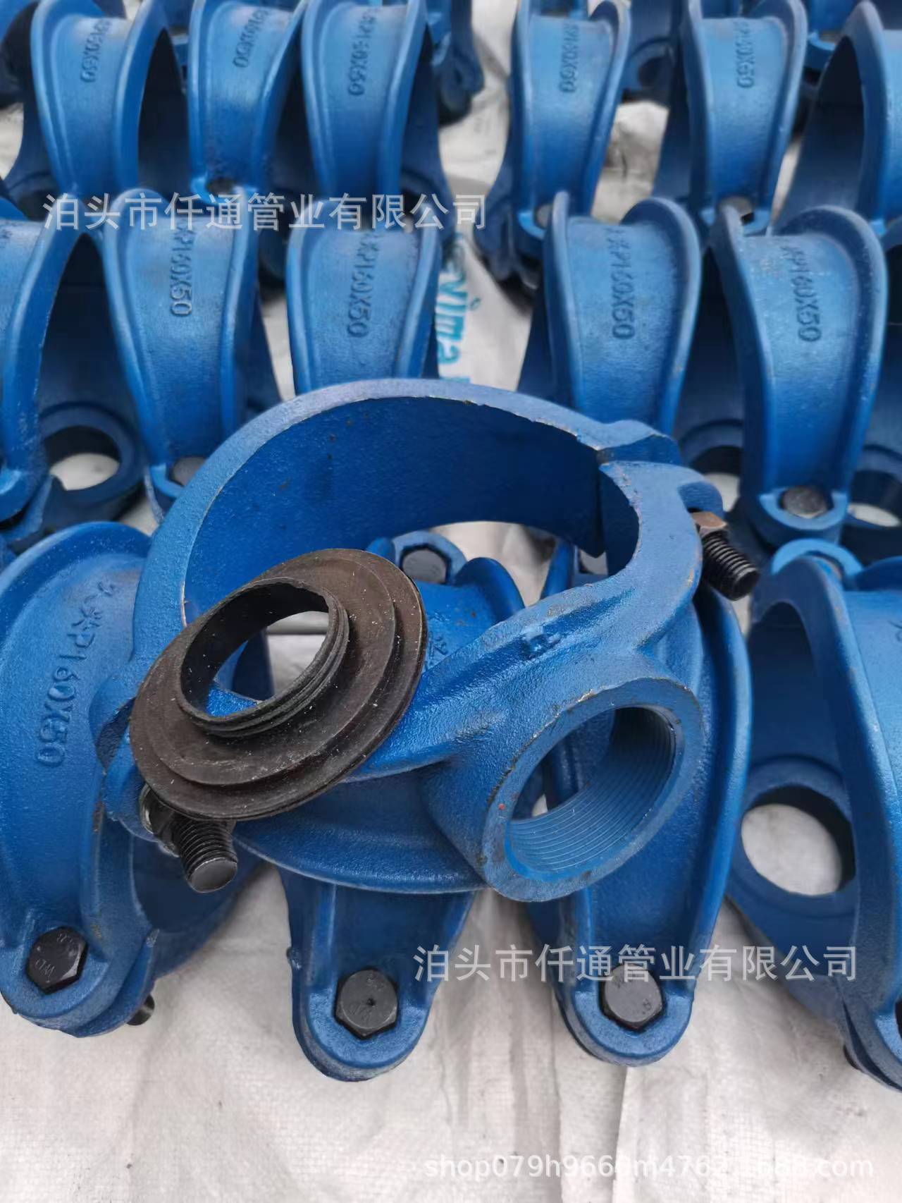 铸铁两合哈夫节分水卡子抱箍三通 抢修分水内丝口DN50*25 P110*50