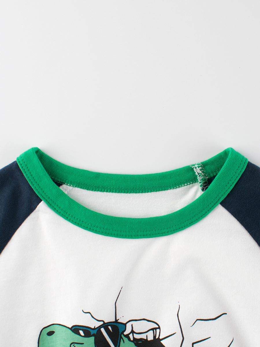 27kids camiseta interior para niños 2025 verano nueva camiseta de manga corta con dinosaurio para niño ropa de bebé ropa infantil transfronteriza