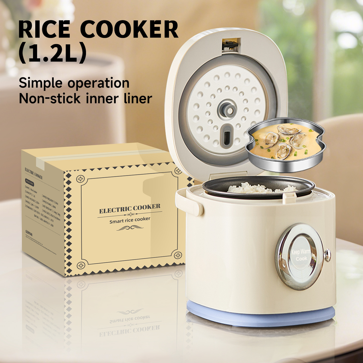 Export 1.2-liter Mini Cooker, Small One-person Electric Rice Cooker_voghion.com