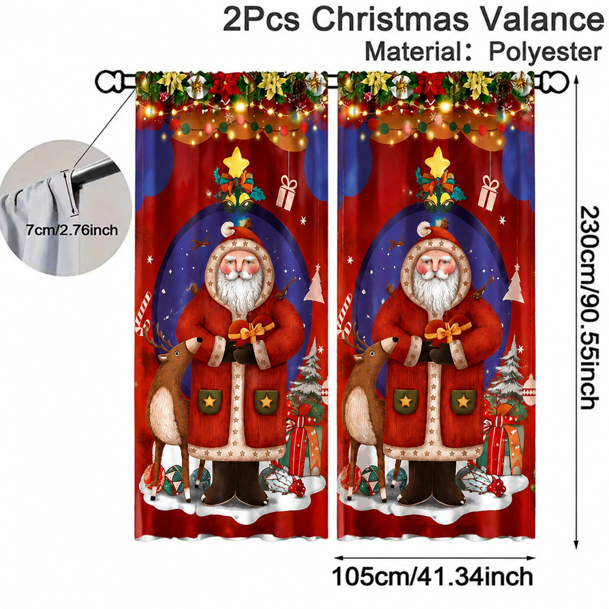 Impresión transfronteriza de cortinas de sombra de Navidad Europa y América decoración de Navidad ventana de piso sin perforación cortina de sombra al por mayor TEMU