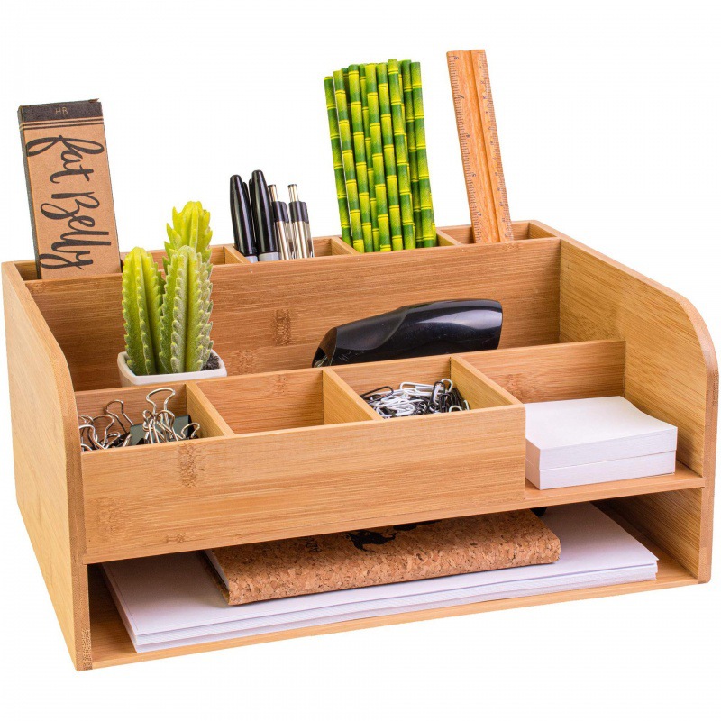 木质办公桌收纳盒适用于办公用品存储和桌面收纳盒木质文件收纳盒