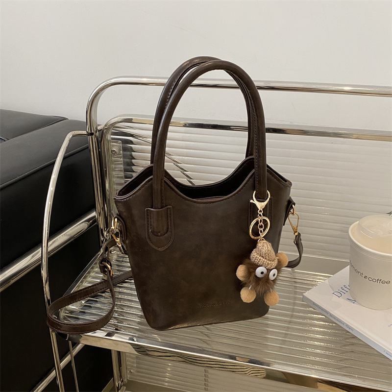 Bolso de moda retro, bolso de mano, bolso de hombro, bolso de cubo, bolso de mujer 2024, bolso de color sólido