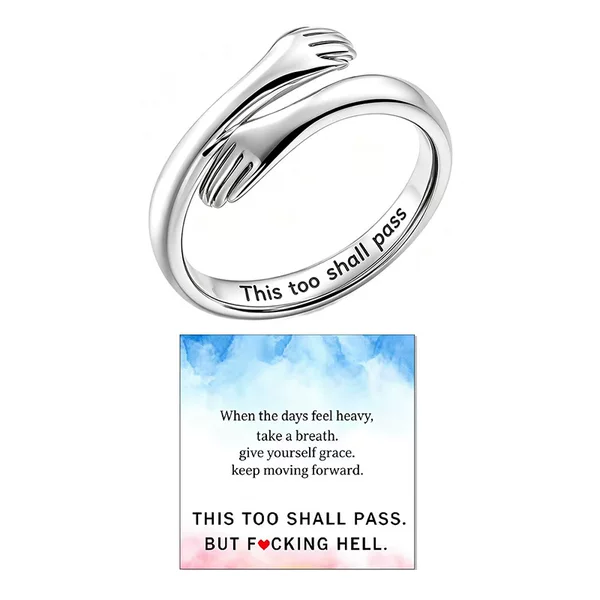 Cross-border new product: "This too shall pass" engraved stainless steel adjustable open ring