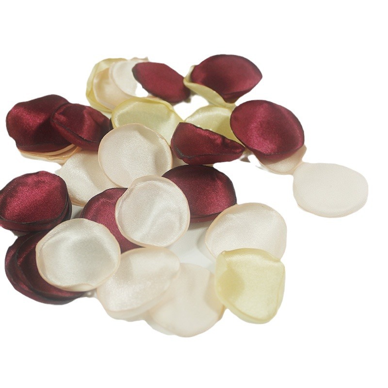 Organza de seda artificial pétalos de rosa boda luminosa crema dispersos pétalos decoración del partido DIY regalo