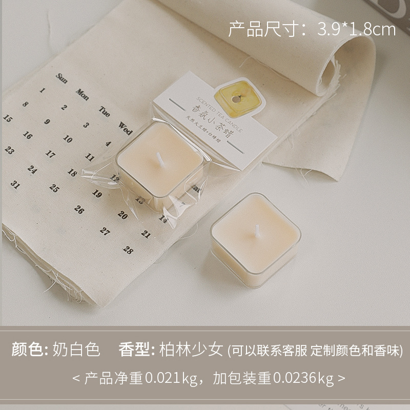 Velas cuadradas aromáticas sensación de atmósfera creativa regalo de mano cera de té de color al por mayor 4 horas de cera de estilo de perfume