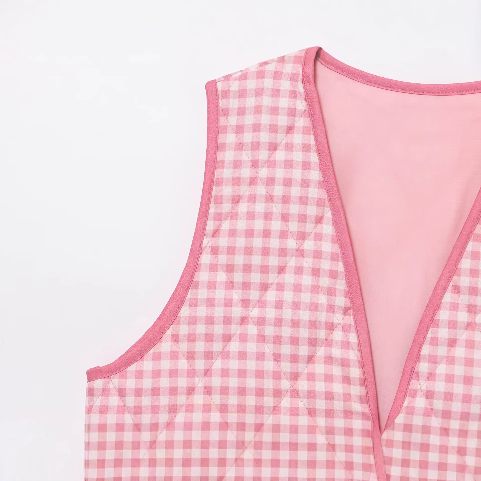 ZA comercio exterior al por mayor estilo europeo y americano francés moda de mujer de moda universal relajado bolsillo casualizado chaleco de cordón de malla