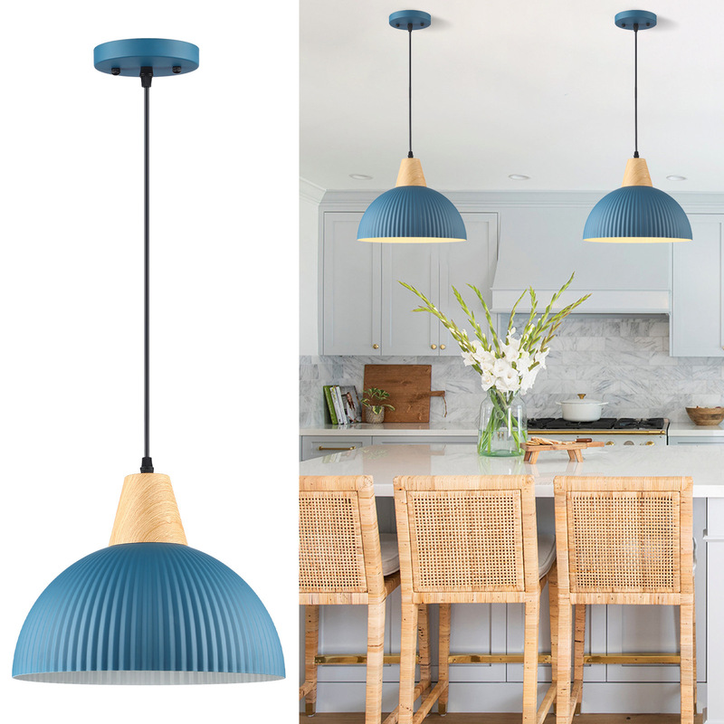 Cross-border modern farmhouse chandelier creative blue wood chandelier restaurant kitchen bedside lamp Nordic wood grain lamps Cross-border modern farmhouse chandelier creative blue wood chandelier restaurant kitchen bedside lamp Nordic wood grain lamps