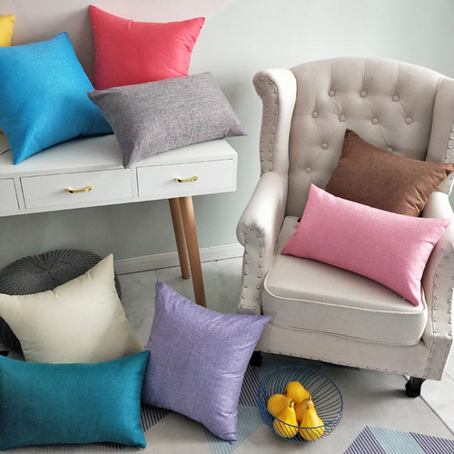 Direct factory supply: High-volume faux cotton-linen cushions, solid-color sofa backrest pillows, and minimalist plain-colored throw pillows.