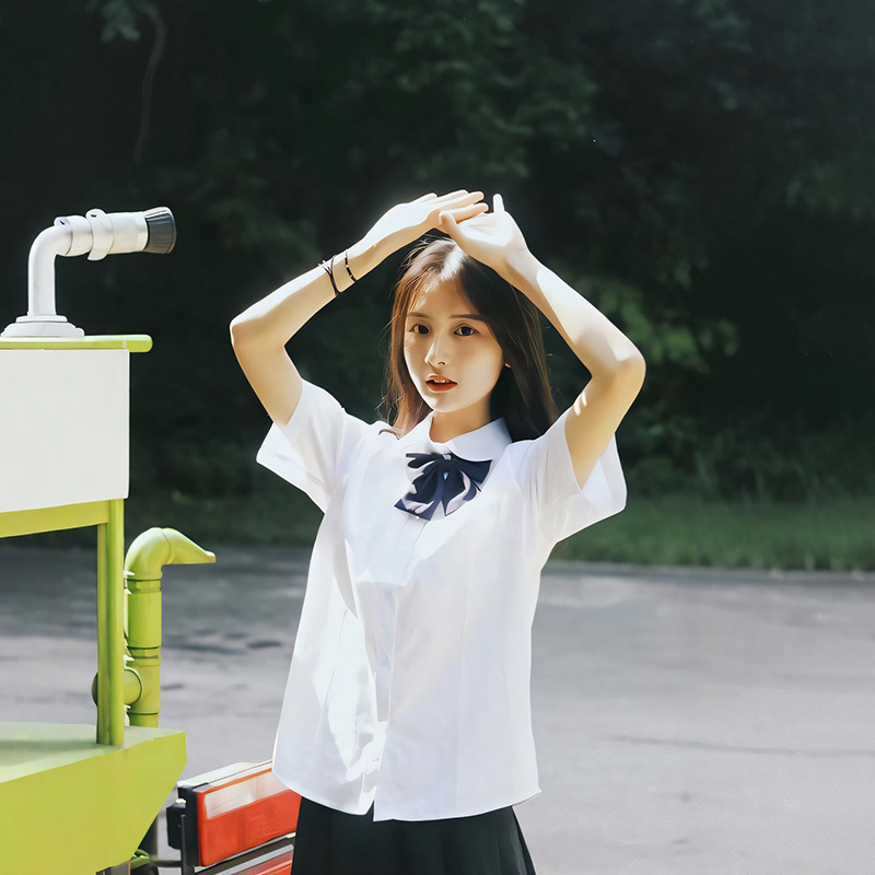 White Shirt Women's Short-sleeved Summer College Style JK White Shirt Inner Base Graduation Student Class Uniform School Uniform Top
