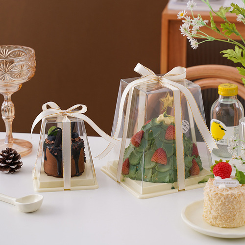 New transparent 3/4/5/6 inch heightened transparent box volcano shaped birthday cake box Western pastry baking box