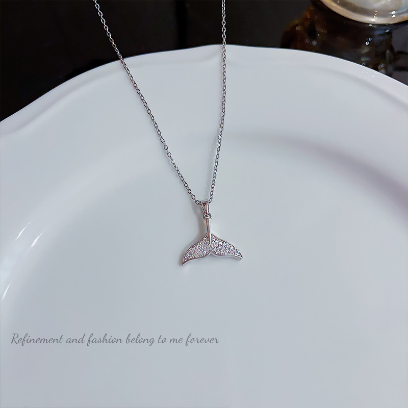 Fish Tail Pendant Necklace Titanium Steel Women's Fine Jewellery_voghion.com