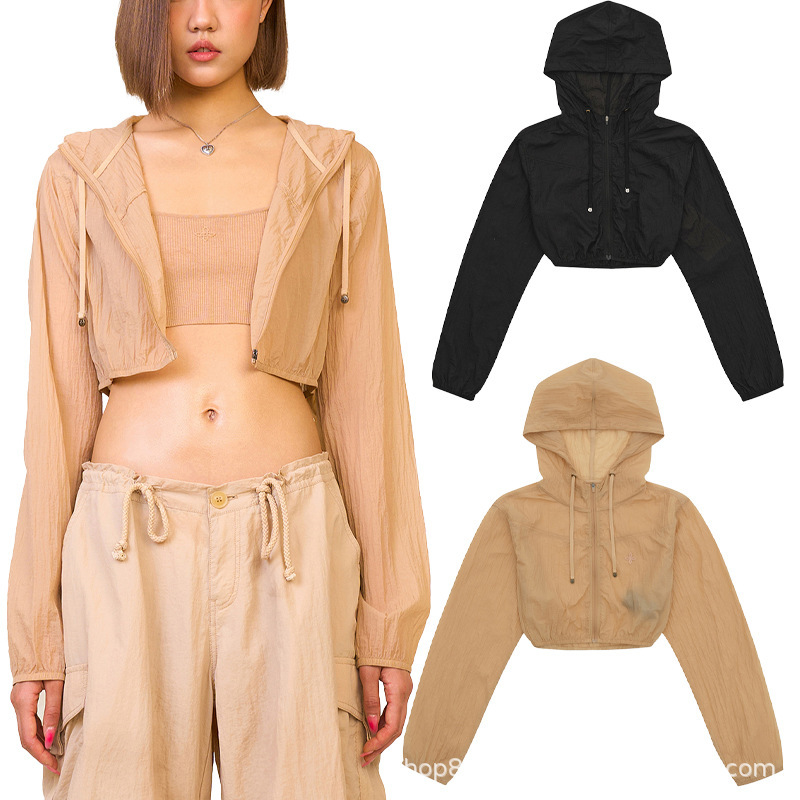 SMFK Embrace Ultra-light Skin Short Hoodie Outdoor Short Top Outwear 24 New Women Summer