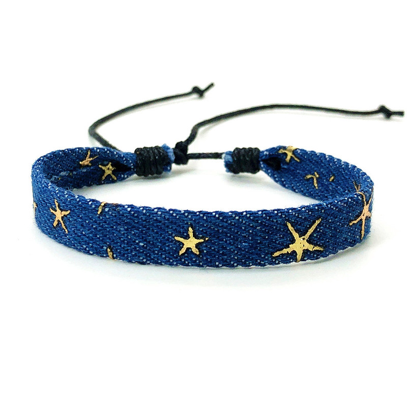 New European and American Amazon simple artistic style fresh star denim woven bracelet bracelet jewelry wholesale New European and American Amazon simple artistic style fresh star denim woven bracelet bracelet jewelry wholesale