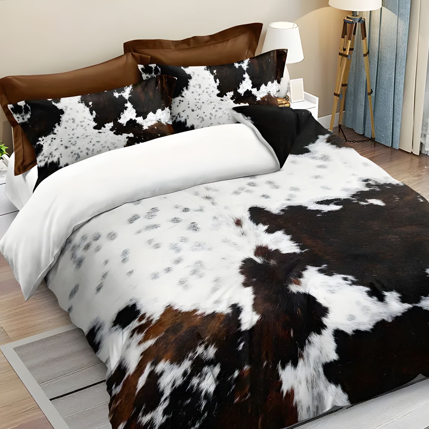 TEMU / JIT transfronterizo piel suave costura rústica kraft 3D impresión digital colcha de cama set