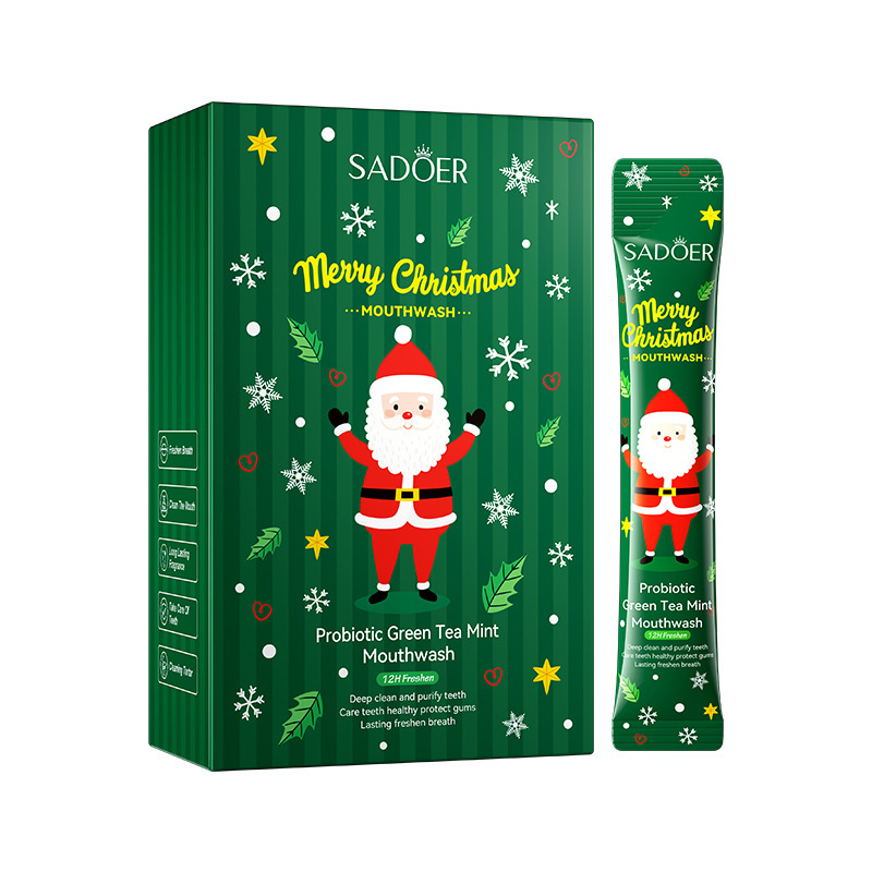 Inglés completo Sadoer Navidad probióticos limón verde menta enjuague bucal limpio oral desechable comercio exterior transfronterizo image 8