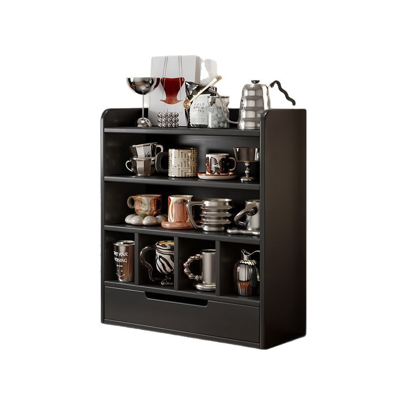 Estante de copa de madera maciza, estante de almacenamiento de taza de café, estante de exhibición de almacenamiento de taza de color de nogal, gabinete de almacenamiento de taza de agua de mesa