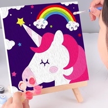 独角兽数字油画填充儿童手工填色涂色卡通小尺寸画画2025新款