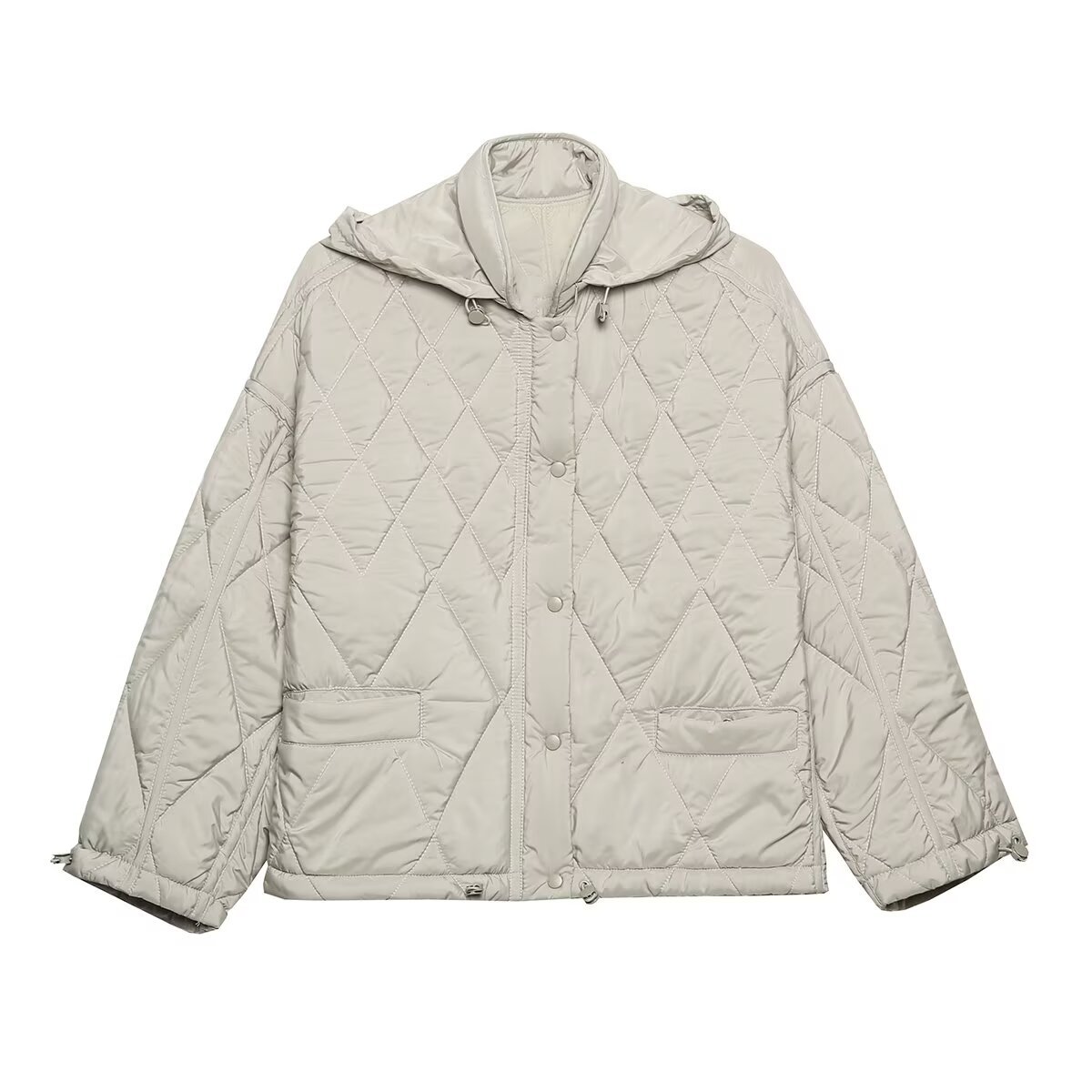 Abbigliamento donna autunno/inverno 2024 nuovo versatile colletto alto giacca in cotone con cappuccio pieghevole_voghion.com