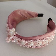 韩版秋冬潮流小香粗麻珍珠宽边打结发箍女饰品21002