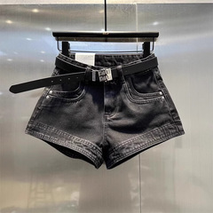 韓国版水洗い黒デニムショートパンツ女性夏ギャルハイウエストで痩せ気品が出ています。