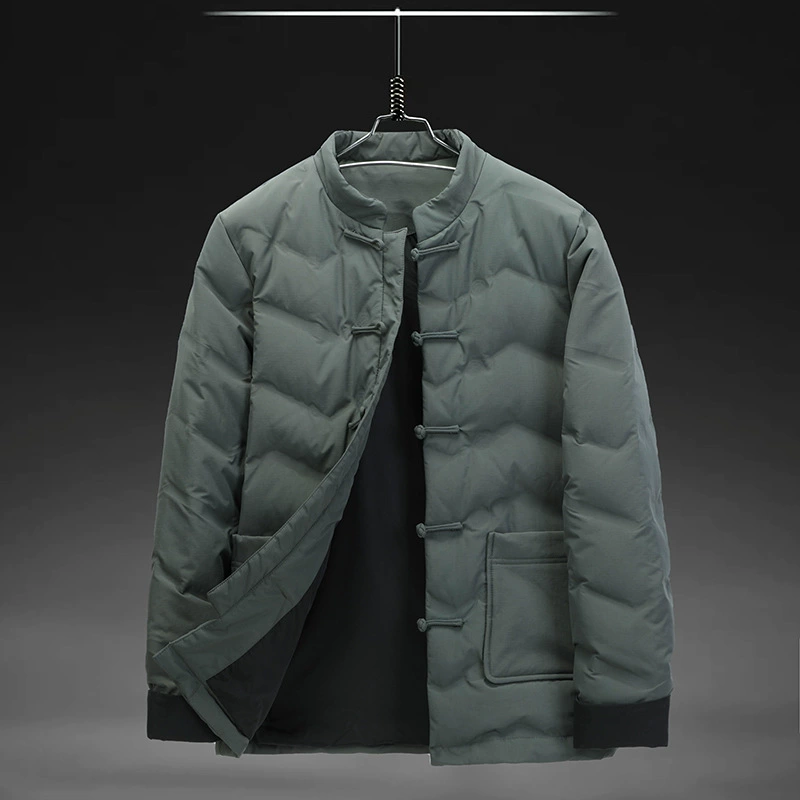 Китайский стиль стоячий воротник, пряжка, китайский классический китайский костюм, белый утка, пуховик, теплая куртка