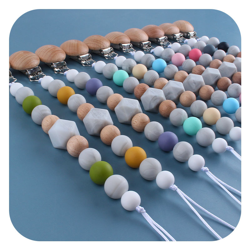 DIY bebé suministros de haya chupete clip de juguete Cadena de chupete de silicona bebé molar mordedor chupete cadena anti-perdida cadena