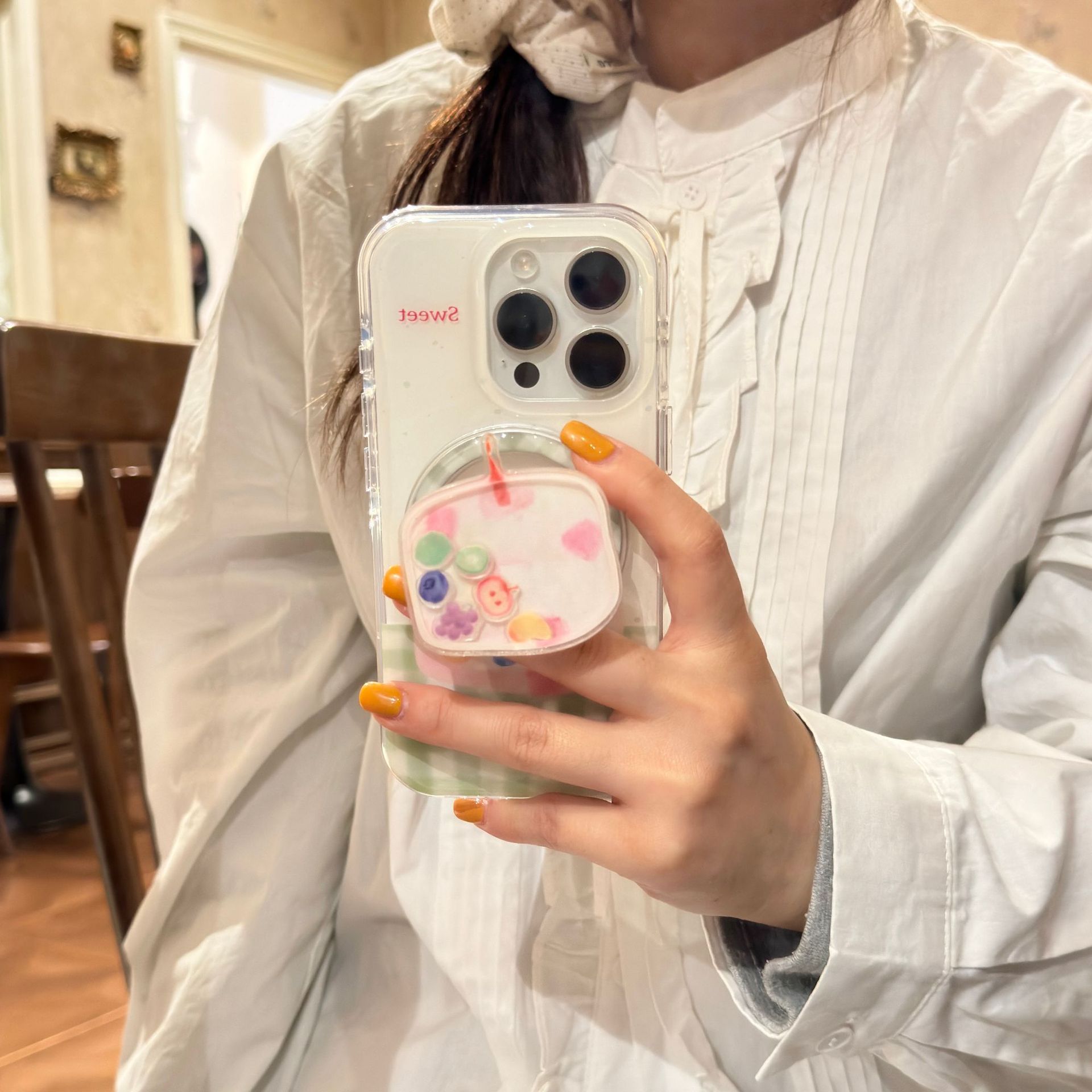 Funda para teléfono móvil Apple 16ProMax divertida y linda tarta de frutas a cuadros 15/14 nicho 15Pro mujer 13