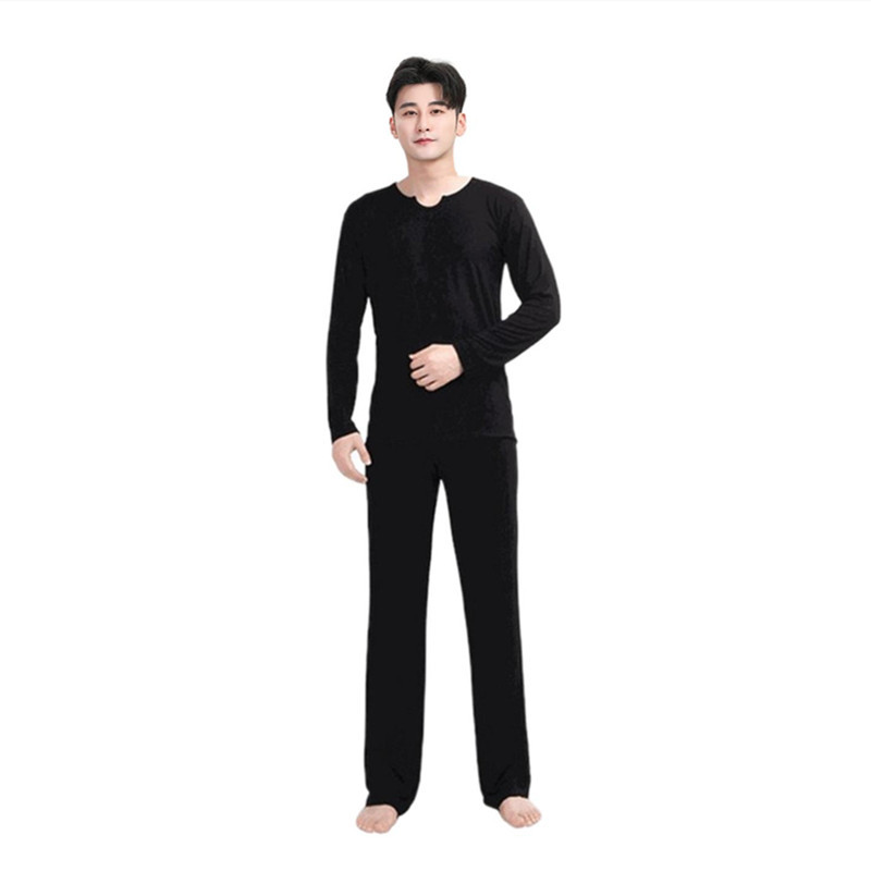 Black U-neck long sleeve + straight pants