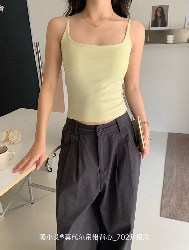 暖小艾702升级版莫代尔宝藏新色吊带背心免穿内衣女条纹内搭外穿|undefined