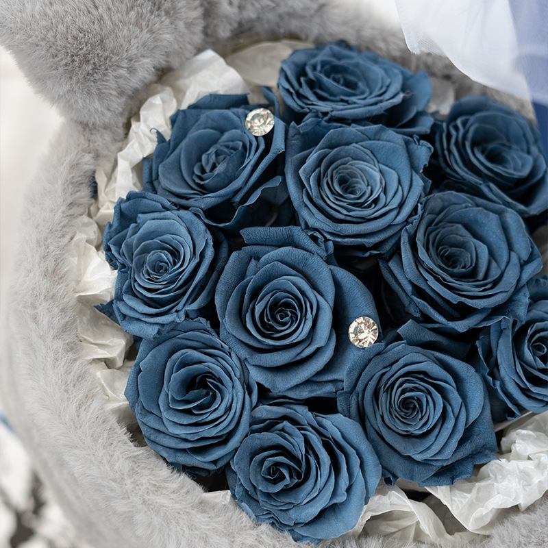 Ramo de orejas de conejo de rosa de flor eterna, regalo de confesión de boda del Día de San Valentín para novia, regalo de flores reales creativo de alta gama