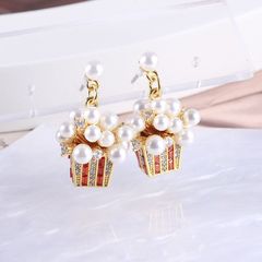 欧米のアクセサリーの卸売りはカラードリルの大きさの真珠の立体のポップコーンの形の創意の個性のネックレスのイヤリングを輝かせます。