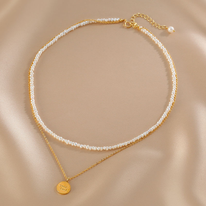 Layered Double Pearl Necklace for Autumn and Winter, Unisex Fashionable, High-end, Xiaomi Pearl, New Chinese Style Beaded Lock Bone Necklace Accessory