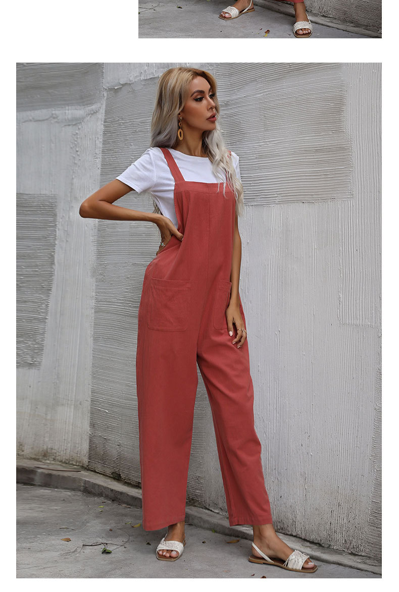 Cotton Linen Casual Suspender Jumpsuit NSDMB104540