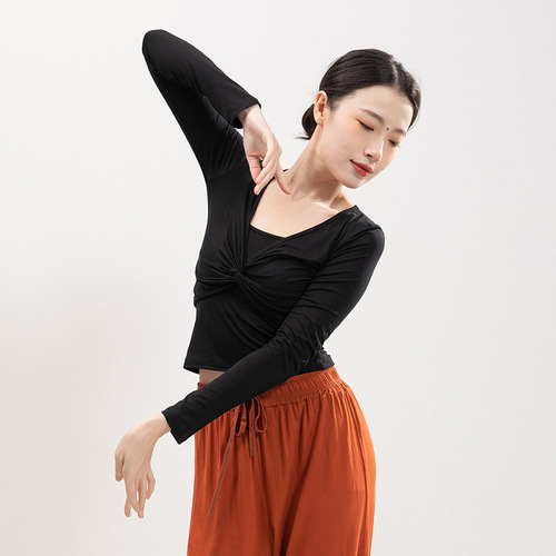 Modern dance practice clothing tops for women spring and autumn adult modal Chinese classical dance clothing yoga body long sleeves