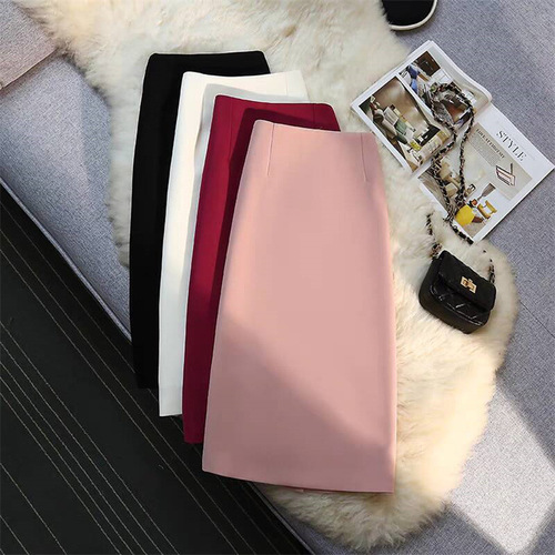 Women's Suit Skirt, Medium-Length Straight Trousers with Drape, Summer 2025, Petite Commute Style, Slit High-Waisted Skirt