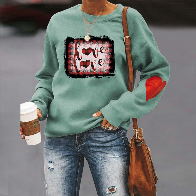 Women's Hoodies Long Sleeve Rib-knit Casual Letter Heart Shape display picture 12