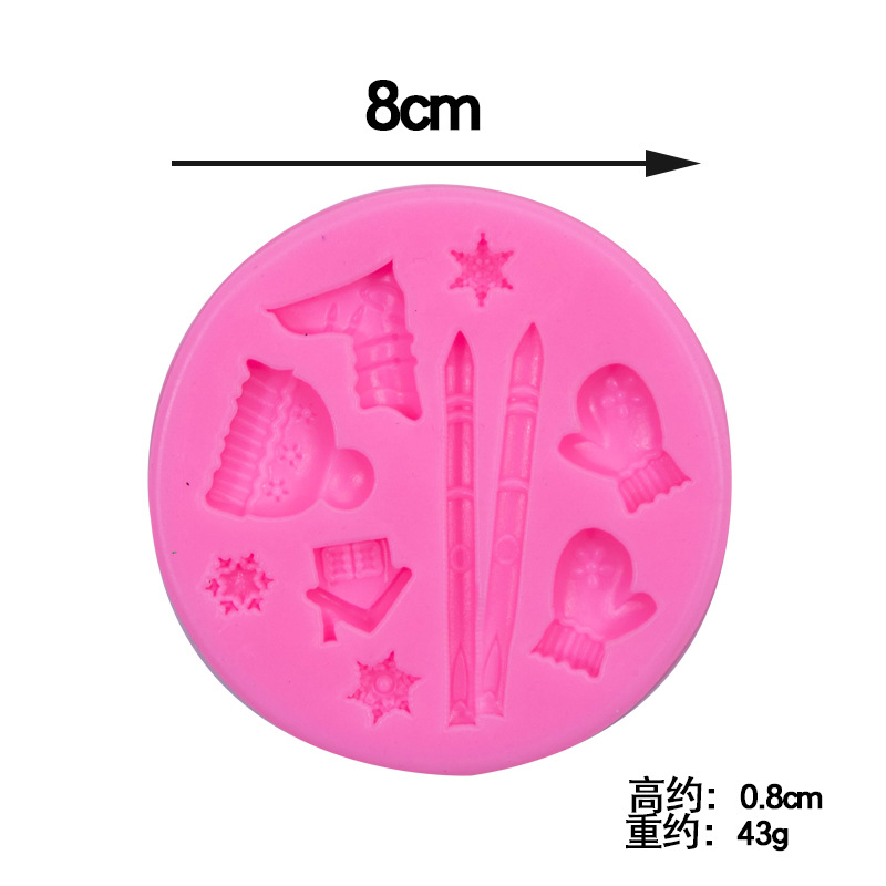 Invierno copo de nieve guantes sombrero silicona molde DIY regalo Navidad muñeco chocolate decoración la torta