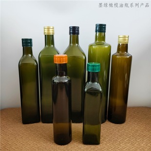 250Ml500Ml750Ml Square Dark Green Olive Oil Bottle Round Brown Flaxseed Oil Enzyme Bottle Wholesale
