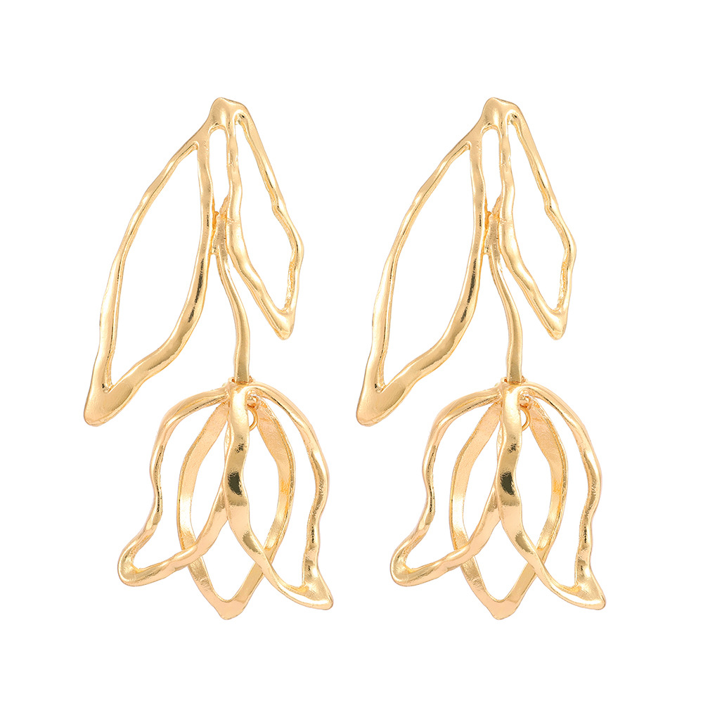 1 Pair Fashion Leaves Metal Plating Gold Plated Women's Drop Earrings display picture 2