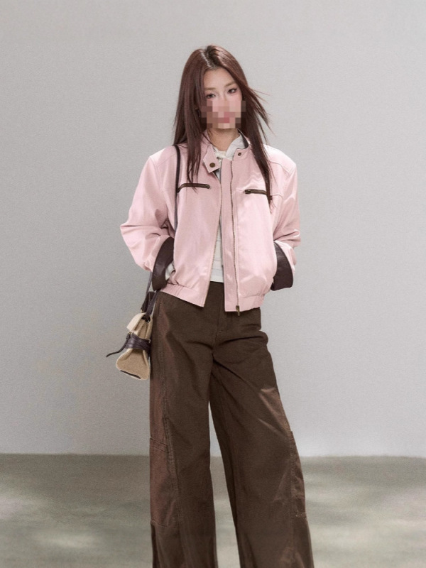 一颗小野莓粉色皮衣外套女2025秋季新款酷飒独特独特超好看夹克|undefined