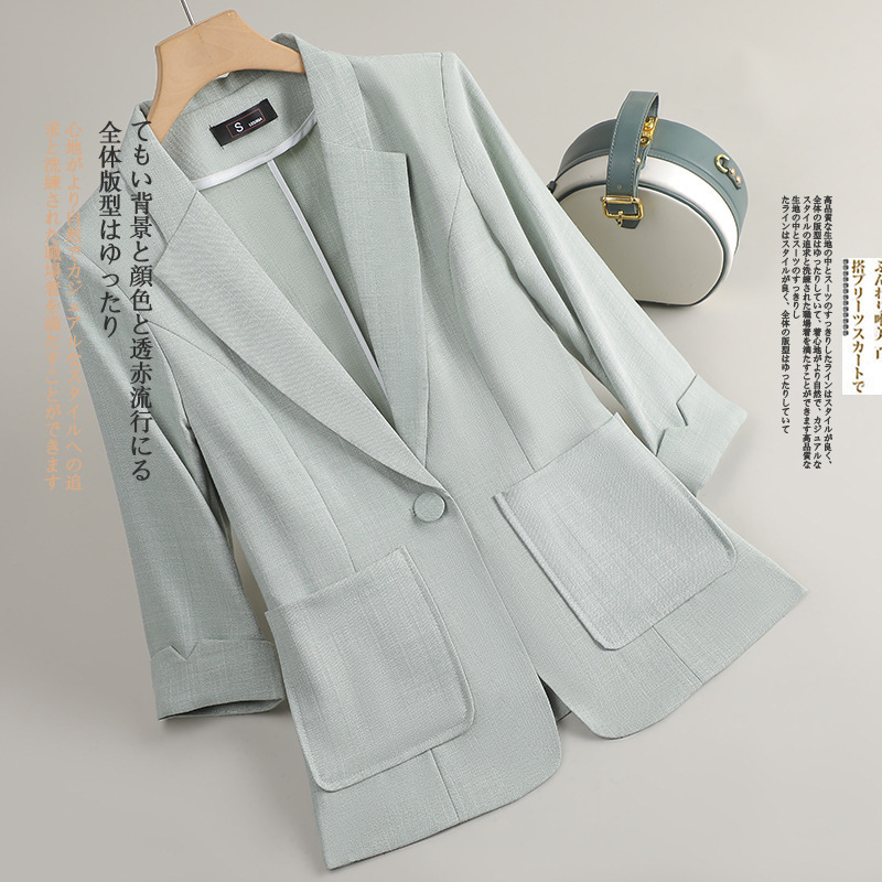2025 New Summer Style Three-Quarter Sleeve Small Suit Jacket for Women Thin Small Slim Fit Casual Suit Top