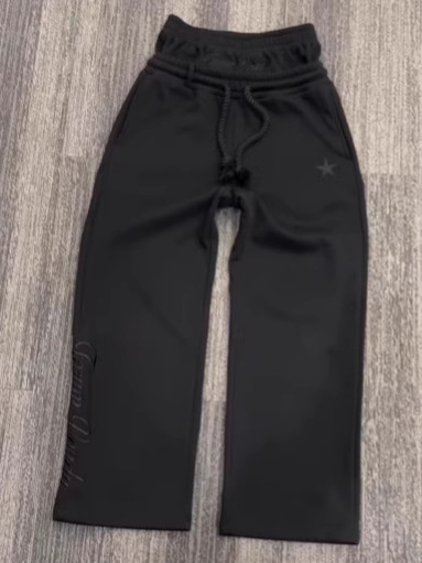 Pantalones Deportivos Bordados de Doble Cintura Estilo Europeo y Americano, Unisex, a la Moda, Estilo Urbano, Pantalones Largos Holgados de Pierna Ancha con Efecto de Dos Piezas