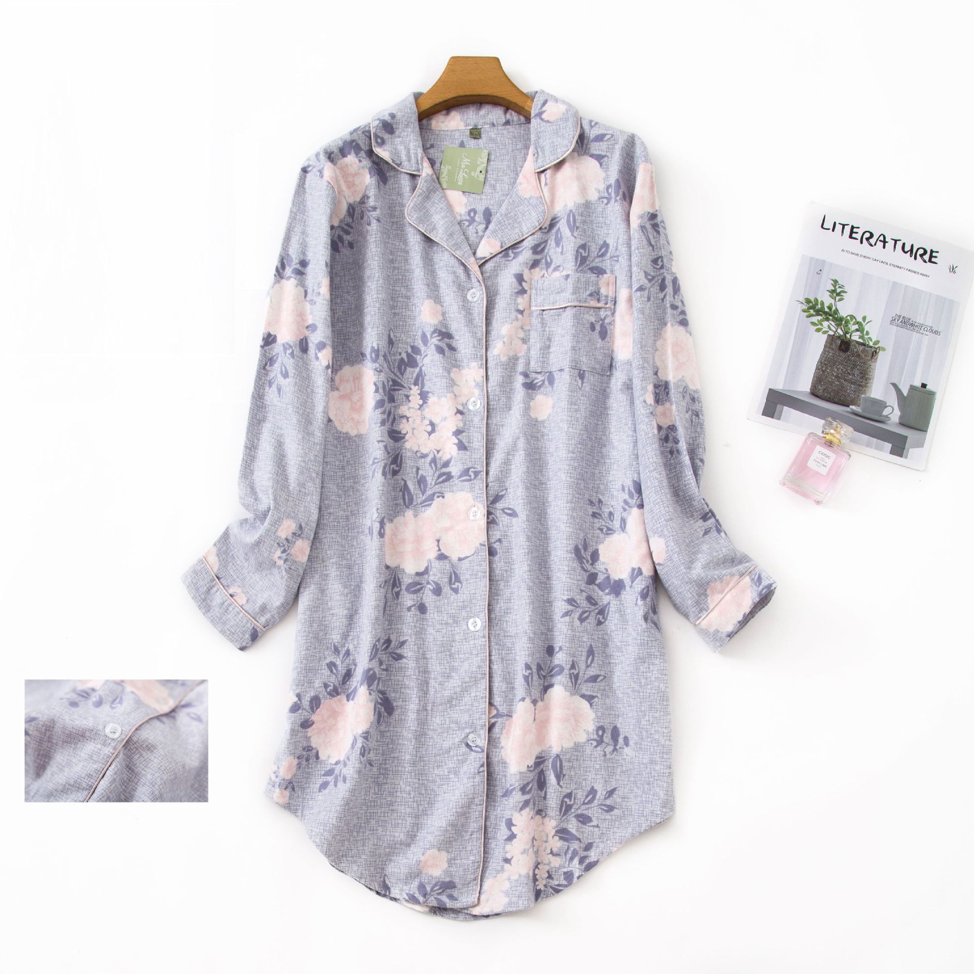 Q灰-牡丹-绒布裙