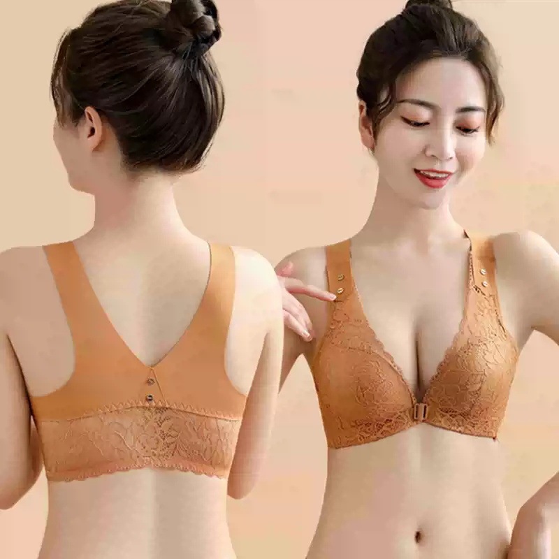 115 yards plus size front buckle without steel ring women's small chest gathered sexy backless underwear summer breathable bra