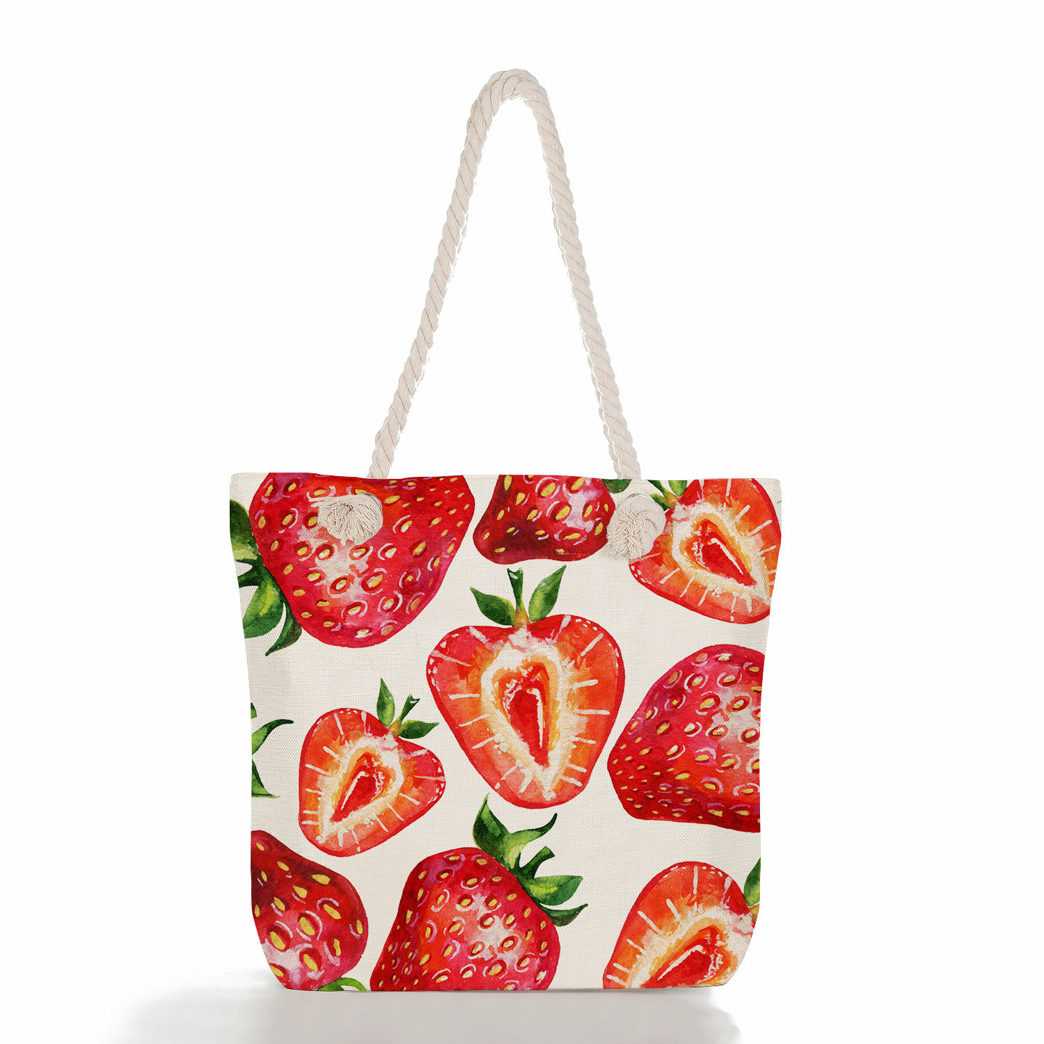 Women's Cotton And Linen Fruit Strawberry Cute Square Zipper Tote Bag display picture 8