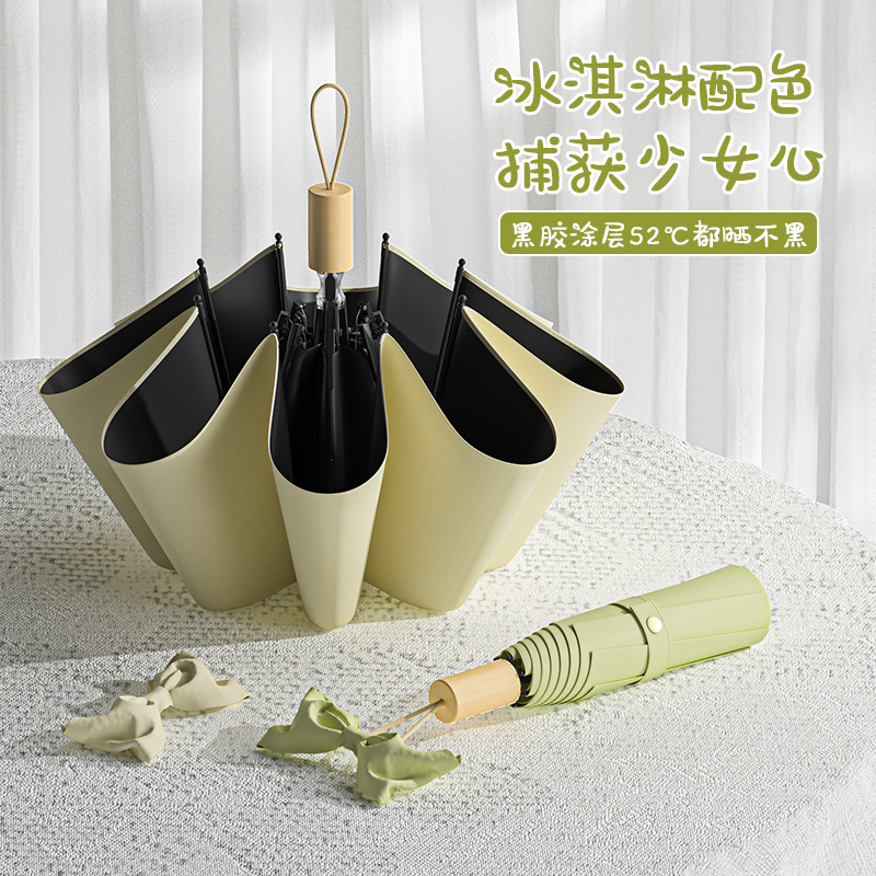 Ins Style 70% off Vinyl Sunscreen Hand-Open Foldableing Women's Parasol Anti-Uv Advertising Gift Umbrella Wholesale